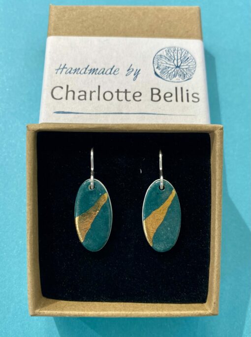 Oval Earrings with 24ct Gold Detailing - Image 8