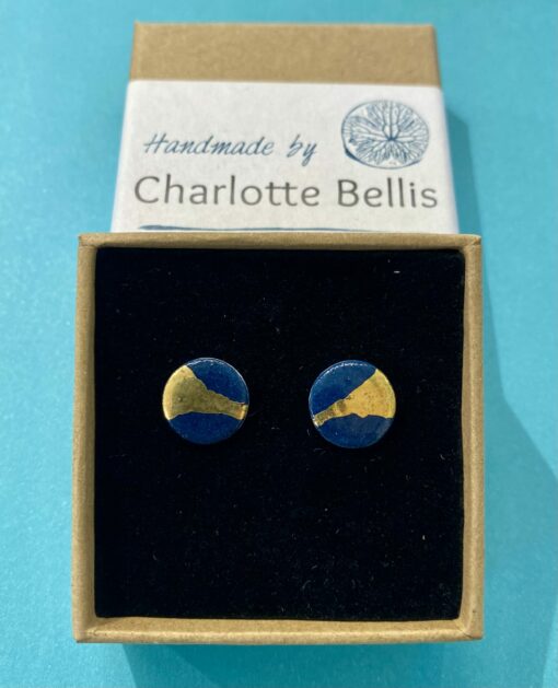 Stud Earrings with 24ct Gold Detailing - Image 3