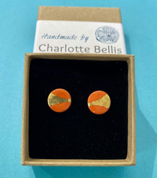 Stud Earrings with 24ct Gold Detailing - Image 6