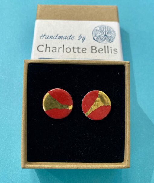 Stud Earrings with 24ct Gold Detailing - Image 5