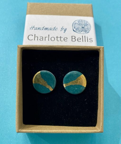 Stud Earrings with 24ct Gold Detailing - Image 4