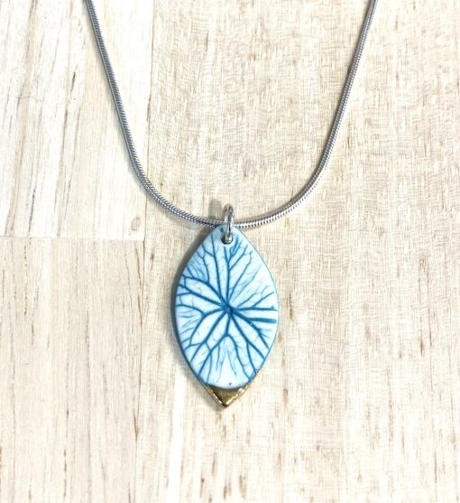 Leaf Print Necklace with 24ct Gold Detailing