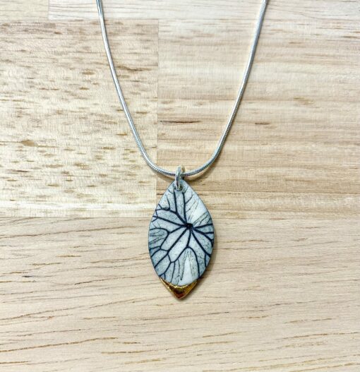 Leaf Print Necklace with 24ct Gold Detailing - Image 2