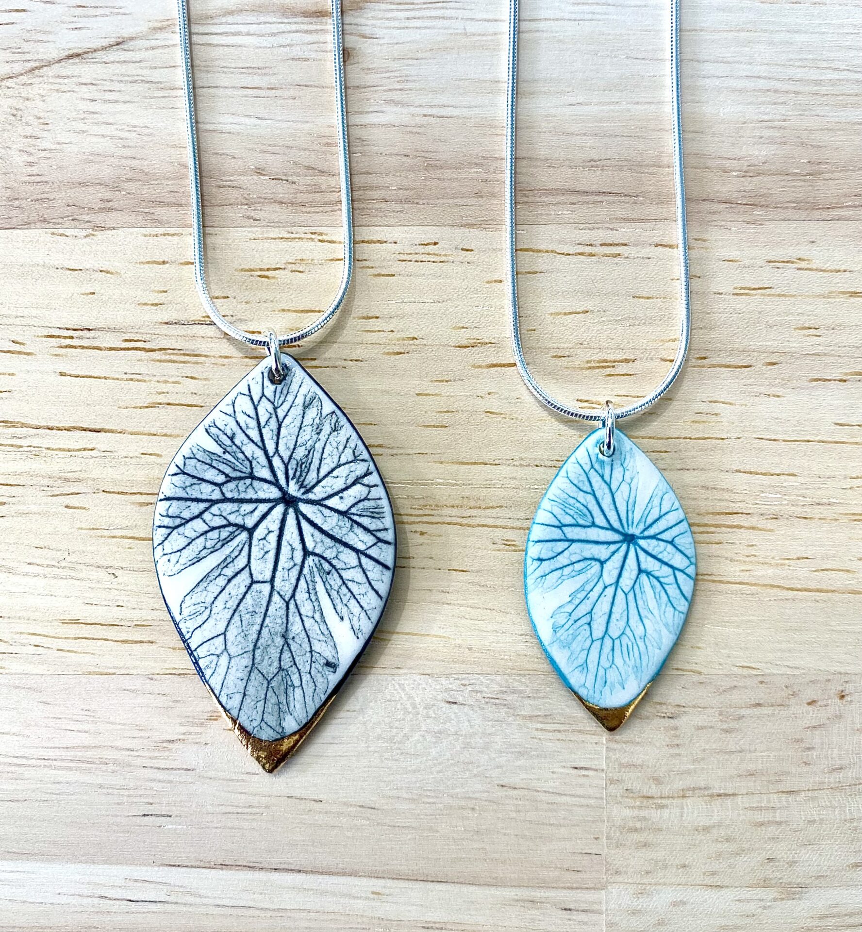 Leaf Print Necklace with 24ct Gold Detailing