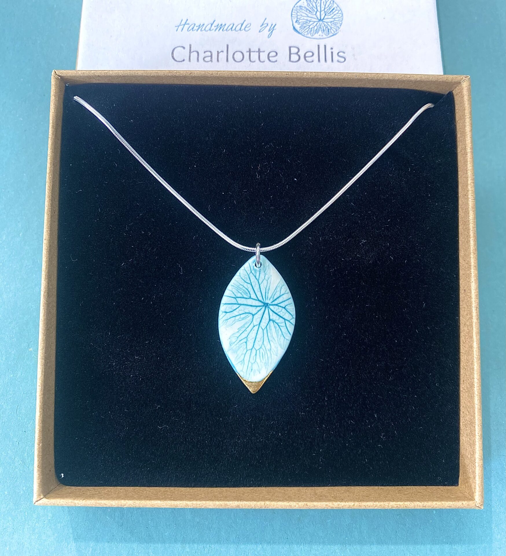 Leaf Print Necklace with 24ct Gold Detailing - Image 3