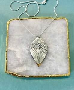 Alternative view of Leaf Print Necklace with 24ct Gold Detailing