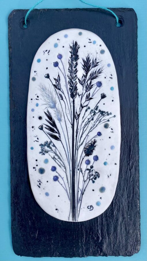 Winter Porcelain Wall Plaque on Welsh Slate