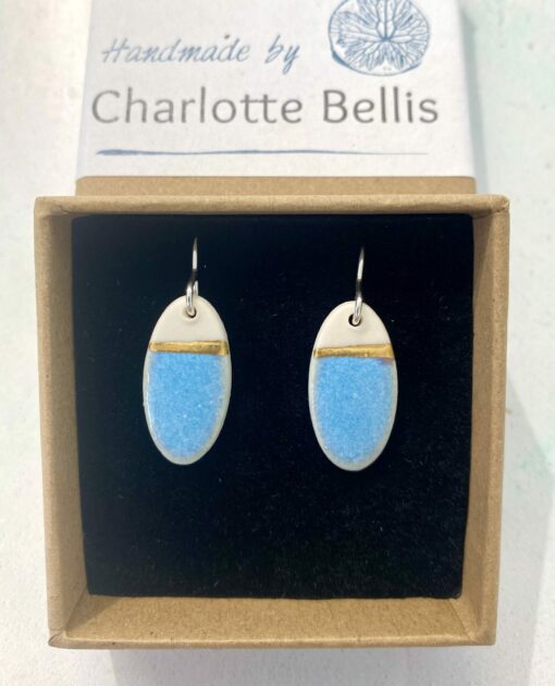 Sea Breeze Oval Earrings with 24ct Gold Detailing