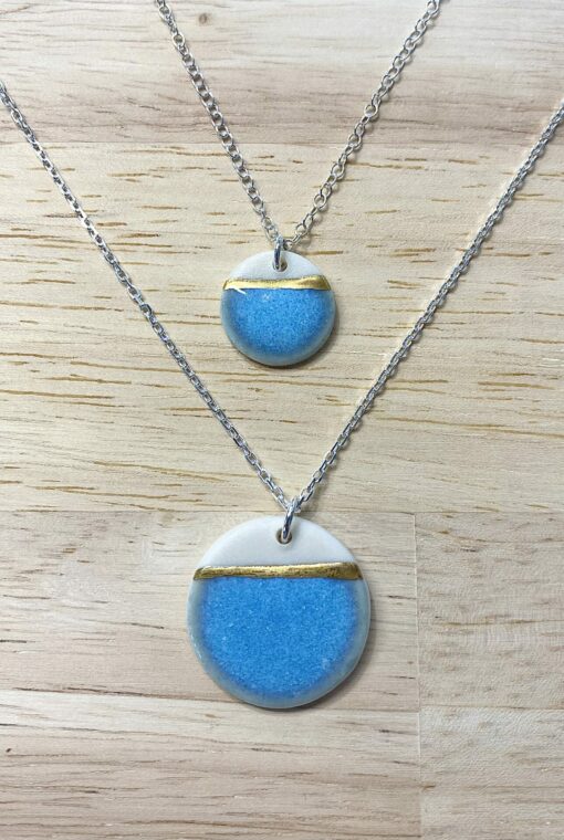 Sea Breeze Disc Necklace with 24ct Gold Detailing