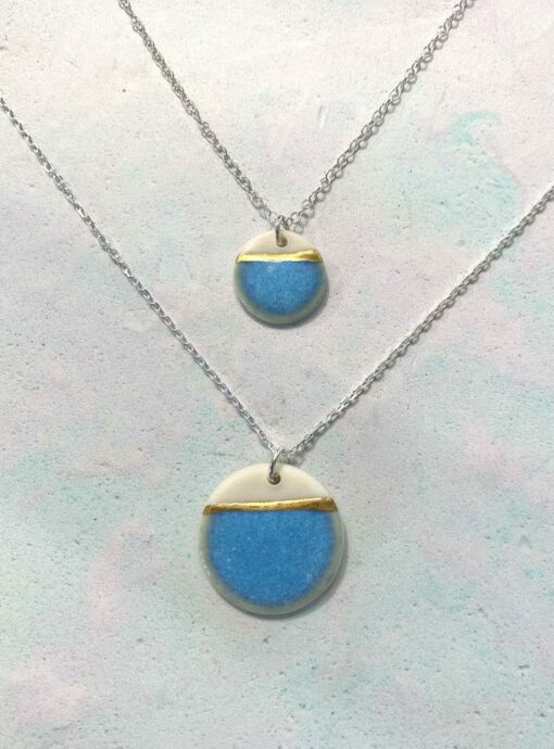 Sea Breeze Disc Necklace with 24ct Gold Detailing - Image 3