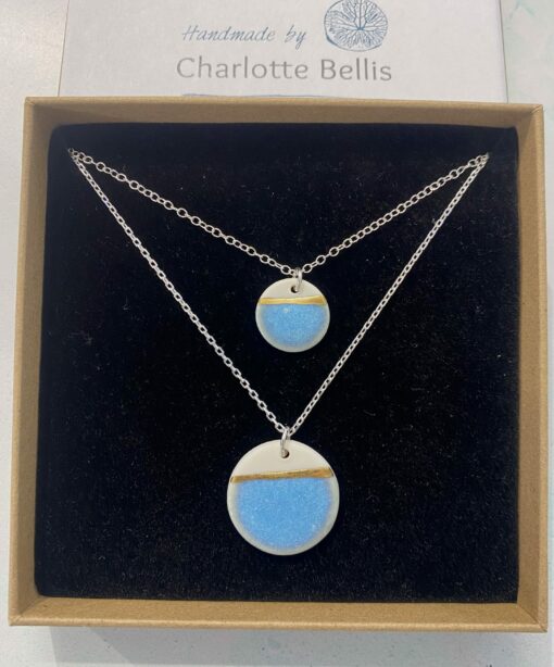 Sea Breeze Disc Necklace with 24ct Gold Detailing - Image 4