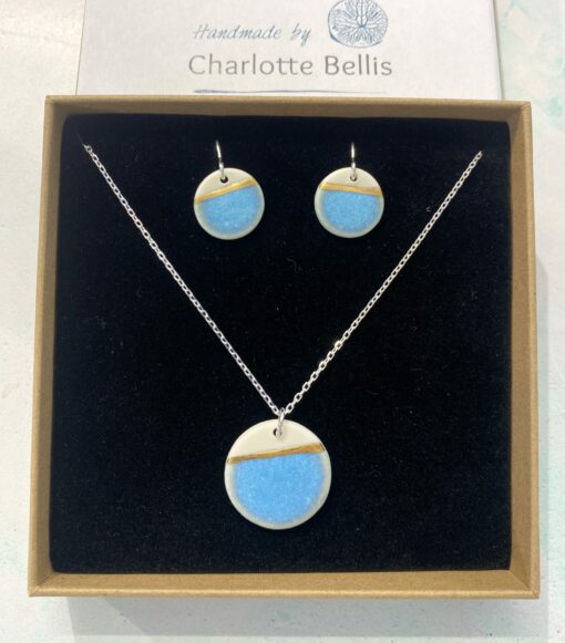 Sea Breeze Disc Earrings with 24ct Gold Detailing - Image 3