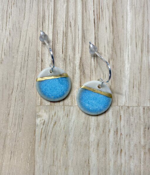 Sea Breeze Disc Earrings with 24ct Gold Detailing - Image 2