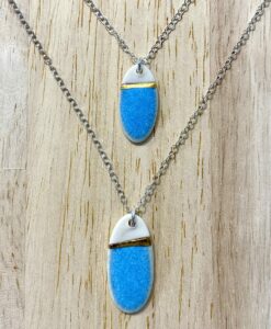 Sea Breeze Oval Necklace with 24ct Gold Detailing