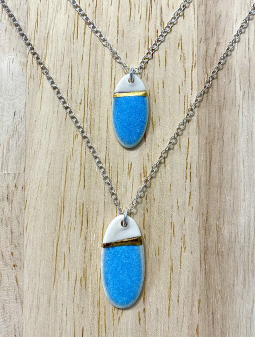 Sea Breeze Oval Necklace with 24ct Gold Detailing