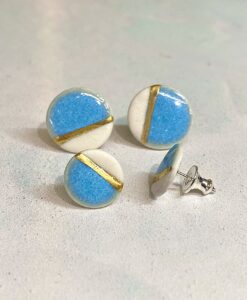 Sea Breeze Stud Earrings with 24ct Gold Detailing