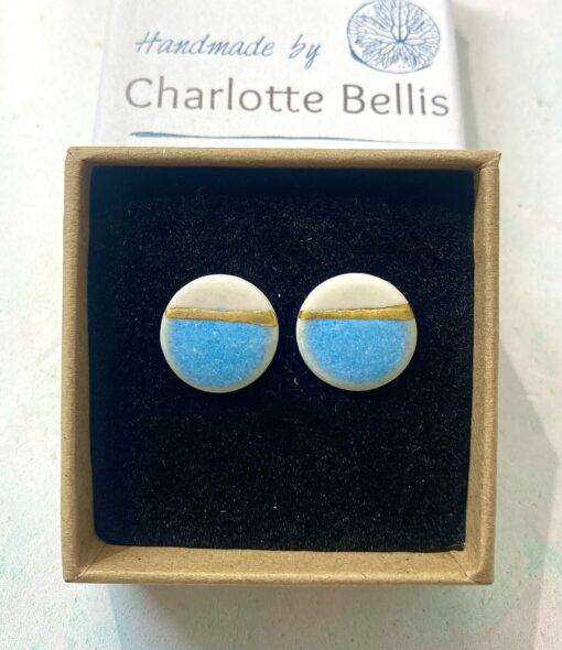 Sea Breeze Stud Earrings with 24ct Gold Detailing - Image 2